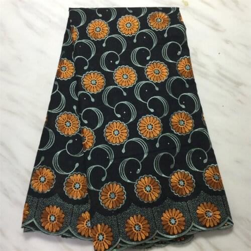 Newest Golden African 100% Cotton Lace Fabric Embroidery Nigerian for Evening Party Dress PL11726
