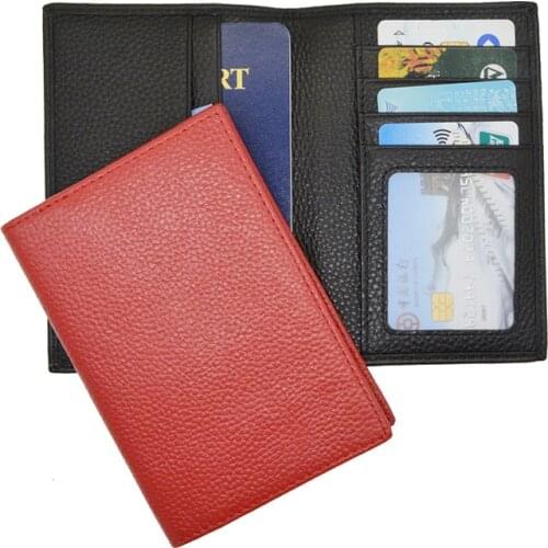 100% Genuine Cowhide Leather Passport Holder Soft Solid Candy Color Composite Package Cover For the Passport Wallet