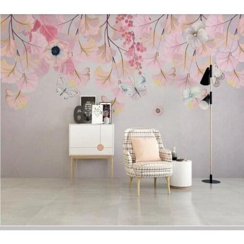 Papel de parede Modern plant pink flower 3d wallpaper,living room sofa TV wall kids'room wall paper home decor mural