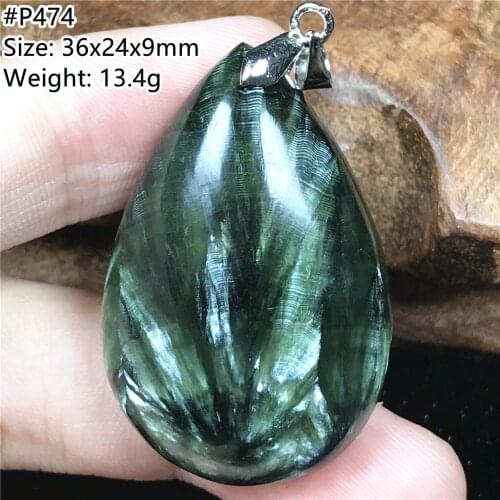 Natural Green Seraphinite Pendant Jewelry For Woman Lady Men Healing Gift Crystal Silver Stone 36x24x9mm Beads Gemstone AAAAA