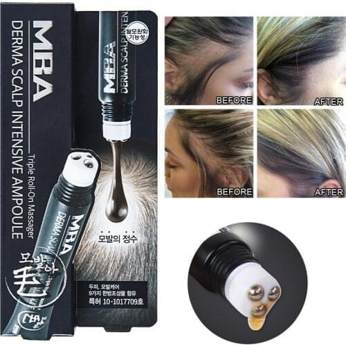 MBA Hair Growth Serum Derma Scalp Intensive Ampoule Triple Roll Massager Fast Regrow Hair Line Anti Hair Loss Essence