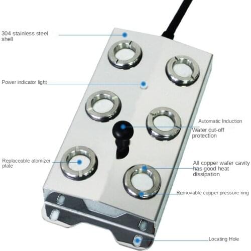 Stainless Steel 6 head Ultrasonic Mist Maker Pool Nebulizer Fog Machine Landscape Atomization Atomizer Humidifier Diffuser