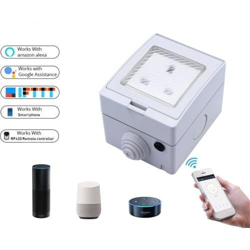 Tuya Remote Control Wifi Smart Socket IP55 Instudry Waterproof UK Smart Plug Outlet Timer Switch Works With Alexa