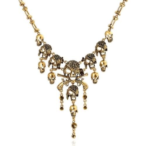 Vintage Style Bones and Skulls Horriable Holloween Jewelry Necklaces