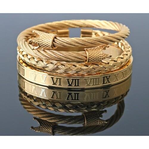 Top Quality Luxury Royal Crown Bracelets & Bangles Fashion Stainless Steel Men' Jewelry Do Not Fade Jewellery Sets Best Gift