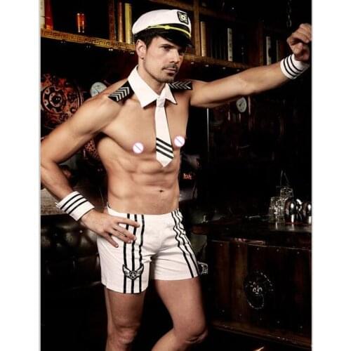 Adult Men Sexy Sailor Costume Hot Erotic Sexy Slim Fit White Seaman Uniform Carnival Festival Halloween Male Costumes 9803