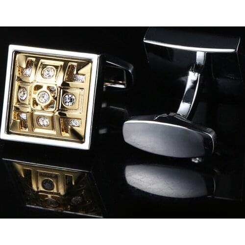 Cufflinks Mens Business Banquet Wedding Daily Leisure Suit Accessories Gifts Gold Square Pattern French Shirt Cuff Links Trendy