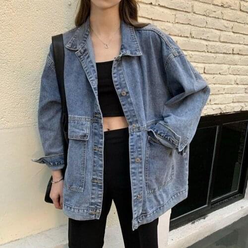 Women Frayed Denim Bomber Harajuku Jacket Basic y2k Button Up Lady Casual Vintage Outwear Autumn Female Fashion Coat