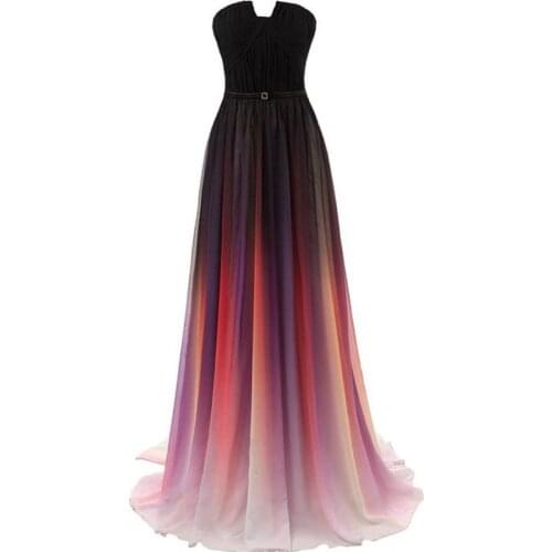 Vestidos De Novia 2019 Strapless Pleats Fading Color Long Evening Dress Bride Banquet Prom Party Dresses robe de soriee Customed