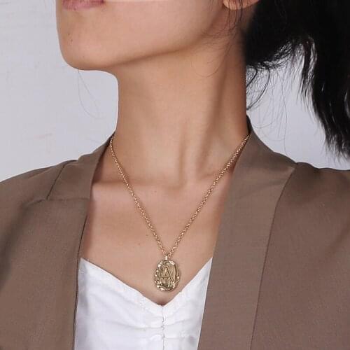 ZA Vintage Long Gold Metal 26 Letter Pendant Necklace Women Trendy Statement Alloy Punk Sweater Necklaces Gothic Jewelry Gifts