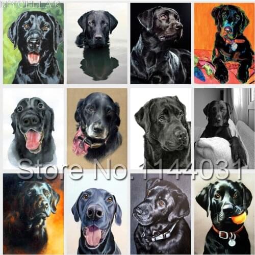 Animals Full Square Drill DIY Diamond Painting Black Dog Diamond Embroidery Cross Stitch Rhinestone Mosaic Christmas Gift