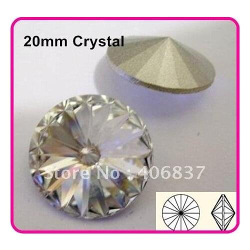 100pcs/Lot, Color Clear/Crystal 20mm Rivoli Crystal, Free Shipping! Chinese Top Quality Crystal Rivoli
