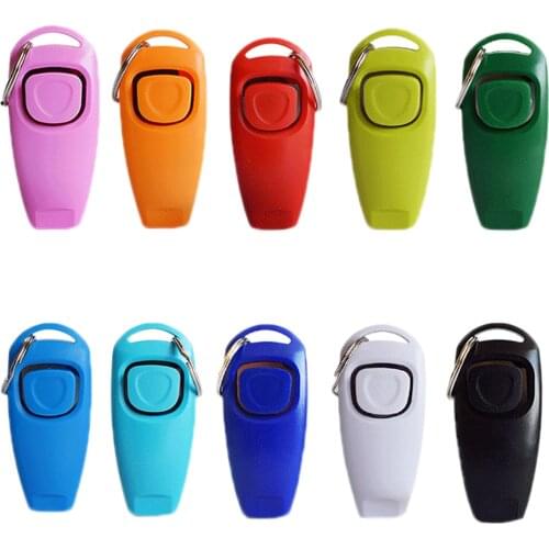 2 In 1 Pet Clicker Dog Training Whistle Answer Card Pet Dog Trainer Assistive Guide With Key Ring Dog Pet Supplies