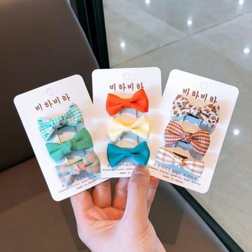 3PCS/Set Kawaii Flower Hair Bows Girls Small Duckbill Clip Toddler Cute Hair Accessories Kids Headwear Hairpins For Hairstyles