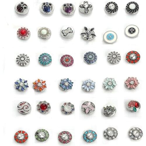 4pcs/lot Newest Snap Jewelry Bracelets Colorful Crystal Rhinestone Flower 18mm Metal Snap Buttons Fit DIY Snap Button Bracelet