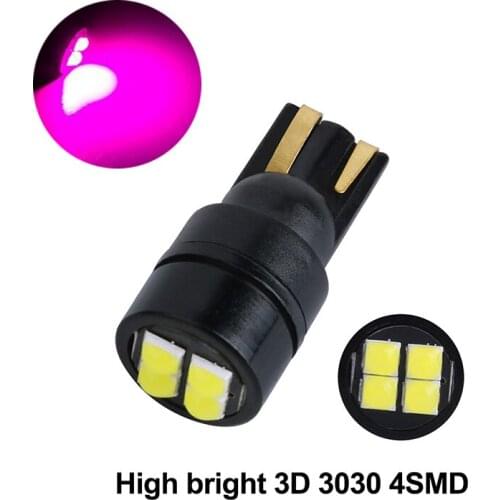 50Pcs High Bright Purple T10 3030 4SMD LED Wedge Car Bulbs 194 168 2825 Clearance Lamps Reading License Plate Lights 12V