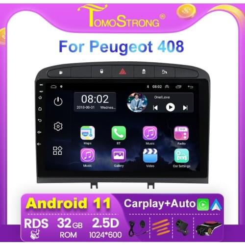 9 inch Android 11 Quad core Car DVD Multimedia Player for Peugeot 308 408 2010-2016 stereo navigation Support BT WIFI OBD 2 DIN