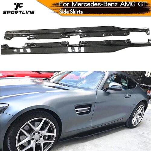 2PCS Carbon Fiber Side Skirts Aprons Kit for Mercedes-Benz AMG GT AMG GTS AMG GTR Coupe 2 Door Spoiler 2015 - 2017