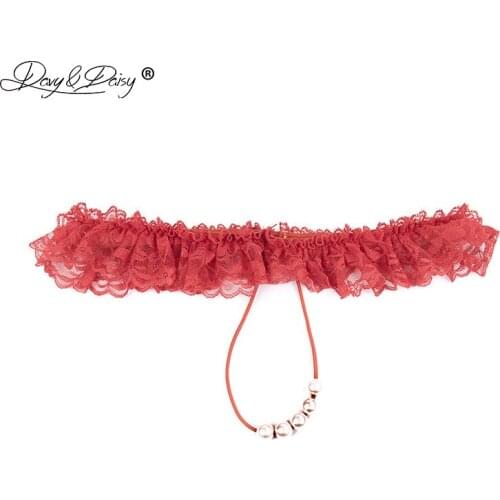 DAVYDAISY Women Sexy Panties Lace Crotchless Panties G-Strings Pearl Thongs Sexy Lingerie Exotic Briefs Female Underwear UN512