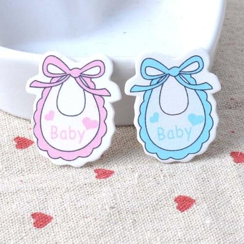 Baby Clothes Shaped Blue/Pink Painted Wood Buttons Botoes Para Artesanato Nursery Decoration 20pcs 29x35mm MT0551