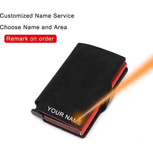 DIENQI Customize Anti Rfid Credit Card Holder Men Metal Smart Slim Wallet Bank Creditcard Holder Case with name dropshipping