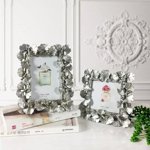 4/6 Inch Creative Resin Golden Ginkgo Leaf Frame Vintage Photo Frame Retro Resin Photo Frame Wedding Home Decor MJ