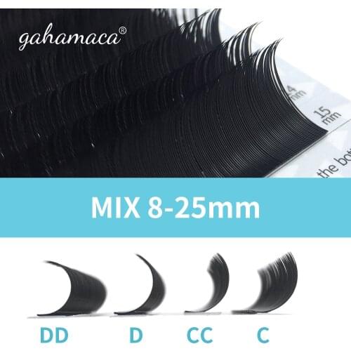 GAHAMACA 8-25mm Individual Eyelash Extension Mink Lashes Tray Lash Extensions Silk Fluffy Lash Extensions