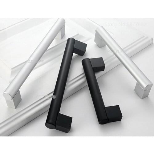 Aluminum Alloy Kitchen Door Handles Cabinet Handles Drawer Knobs Wardrobe Door Handles Brushed Modern Style Hardware