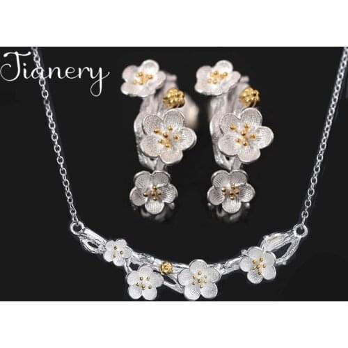 Summer Bohemian Bridal Jewelry Sets Fashion Plum Flower Earrings Necklaces for Women Wedding Jewelry Bijoux