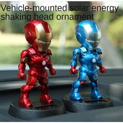 Disney Marvel Avengers Iron Man Captain America Spider-Man Thor Thor Solar Cartoon Car Decoration Cute Shaking Head Car Doll