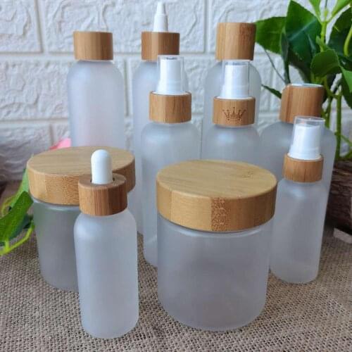 250g 250ml Matt Frosted Clear PET Cream Bottle Jars With bamboo Lid bamboo Cap Bamboo Plastic Cosmetic Container Bath Salt Jars