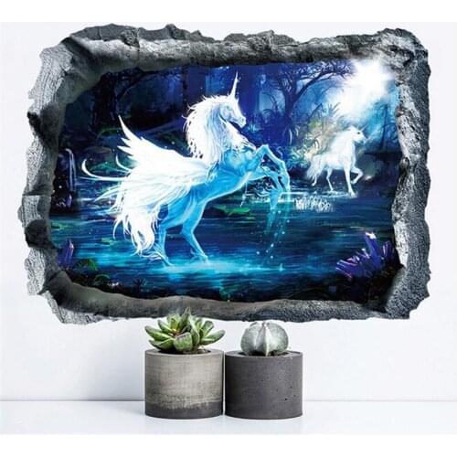 Cartoon 3d vivid Unicorn Height Measure Wall Stickers Children Growth Chart living room bedroom Wall Decal Poster Mural