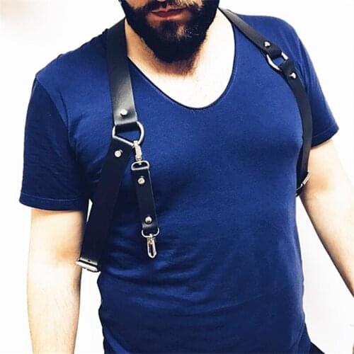 Leather Fetish Gay BDSM Chest Harness Belts for Men Adjustable Male Exotic Tops Body Bondage Harness Strap Rave Gay Clothing