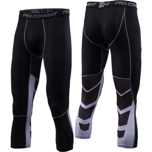 3/4 Gym mens leggings New Compression Sports Tights Sweat Pants For Men Jogging Trousers Running Quick Dry Sporswear Fitness