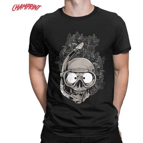 Men Scuba Skull Dive Diver T Shirts Diving Cotton Tops Vintage Short Sleeve Round Collar Tees Party T-Shirt