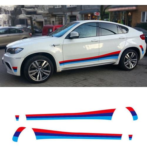 CNORICARC Sport Styling Car Side Skirts Decal Waist Line Stickers For BMW X6 X4 Tricolor Both Sides Vinyl Decals Stickers