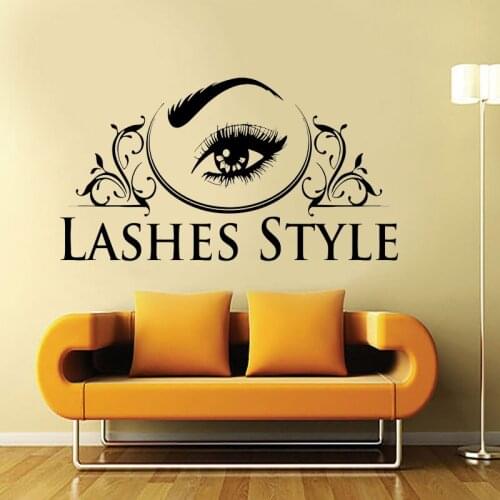 Eyelash Decals Wall Decal Window Sticker Beauty Salon Woman Face Eyelashes Lashes Style Eyebrows Brows Murals Wallpaper 4699
