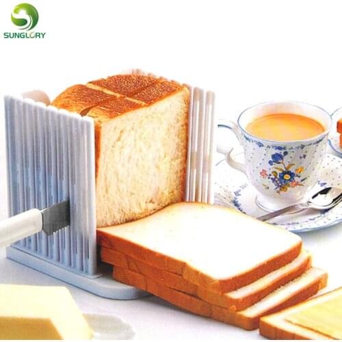 Kitchen DIY Bread Slicer Guide Loaf Toast Cutter Leveler Bread Cutting Slice Fixator Tools 4 Bread Thickness Plastic Baking Mold