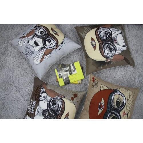 Digital Printed Short Fluffy Animal Dog Cat Cushion Cover Car Sofa Cushion Office Nap Pillow Cover 45*45