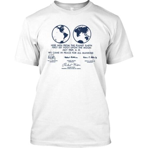 Newest Fashion Apollo 11 Lunar Plaque Dark Eu - Hey Men From The Planet Standard Unisex T-Shirt 100% Cotton Tee Shirt