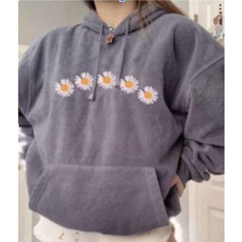 Autumn And Winter New Womens Loose Oversized Print Big Pocket Pullover Hoodie Sweatshirt All-match En