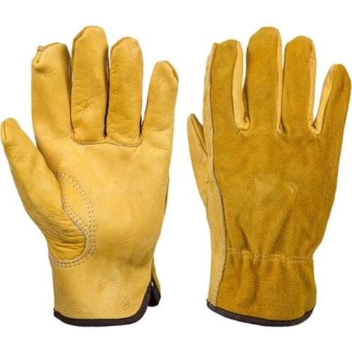 Outdoor Camping Two Layers Of Cowhide Skid Proof, Cut Proof, Heat Proof, Wear Resistant Gardener Welding Work Gloves
