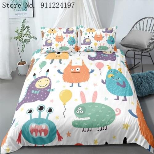 Little Monster Printing Duvet Cover 3D Cartoon 3PCS Comforter Beding Set Bedspread 2/3pcs Queen King Large Size Home Textlie