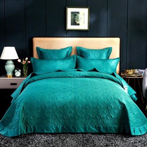 Premium Long Staple Cotton Bedspread Pillow shams Ultra Soft Solid color Geometric Stitched Quilt Coverlet with Quilted Shams