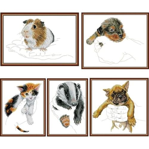 Joy Sunday Stamped Cross Stitch Kits Cute Animals Printed DIY 14CT Counted Home Decor Embroidery kit Handmade Needlework Sets