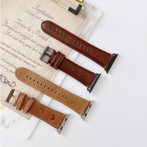 Calf Leather Watchband 38mm 40mm for iwatch 1 2 3 4 5 Soft Material Replace Wrist Strap 42mm 44mm for Apple Watch