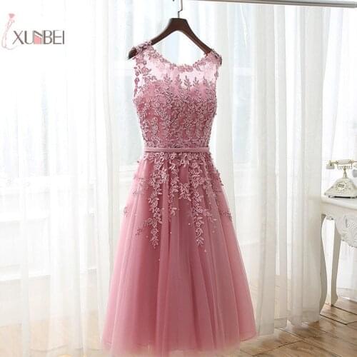 2019 Luxury Red Pink Burgundy Tulle Lace Short Dress Prom Applique Beaded Prom Gown Gala Dress Vestido de festa
