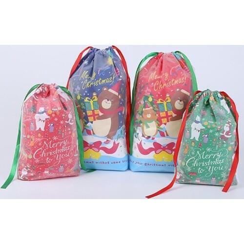Christmas Gift Bag Candy Bag Xmas Wrapping Bag Assorted Styles With Drawstring Bag Xmas Decorations Party Home Decal Gift Box