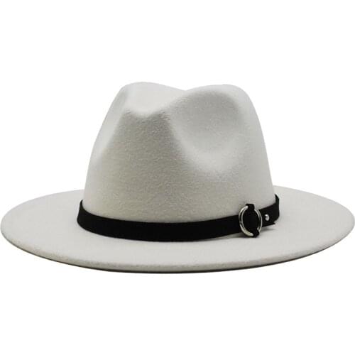 Winter Women Men Wide Brim Wool Felt Jazz Fedora Hats Panama Style Cowboy Trilby Party formal Dress Hat Large Size Yellow white