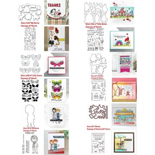 Critters Bunny Horse Pig Butterflies Cutting Dies With Clear Stamps Doctor Nurse Gnome Sentence Words DIY Craft Cards 2021 #1